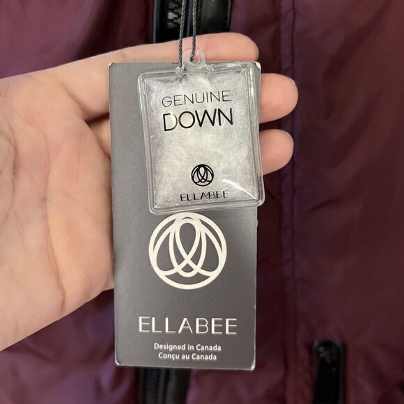 NEW Ellabee Burgundy Double Bib Down Parka with Faux Fur Hood - Picture 6 of 12